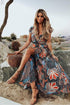 Bohemian maxi skirt with printed short sleeves - ROUTINE FASHION